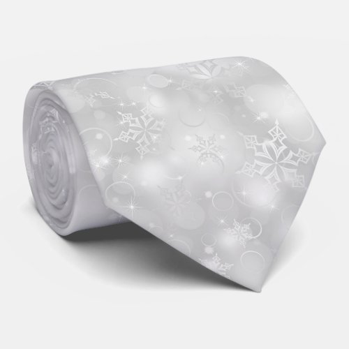 Lights and Snowflakes Silver _ Christmas Ties Neck Tie