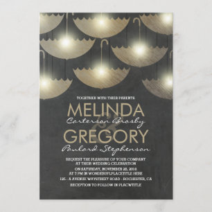 Lights and Umbrellas Chalkboard Wedding Invitation