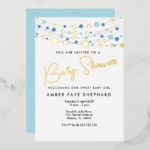 Lights Baby Shower Invitation - Yellow & Green Foil Invitation