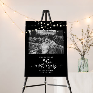 Lights Black 50th Wedding Anniversary Welcome Foam Board
