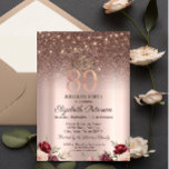 Lights,Burgundy Glitter, Rose Gold 80TH Birthday  Invitation<br><div class="desc">A modern,  chic and glamorous invitation with an elegant gold tiara,  string lights,  and flowers.</div>