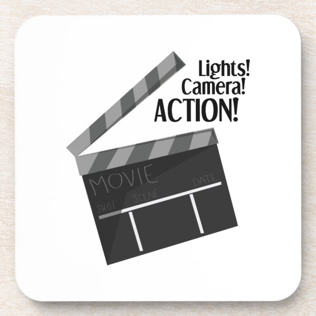 Lights Camera Action Beverage Coaster (Front)