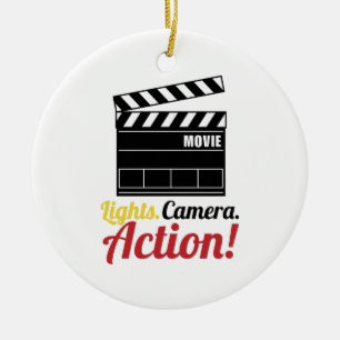 Lights.Camera.Action! Ceramic Ornament