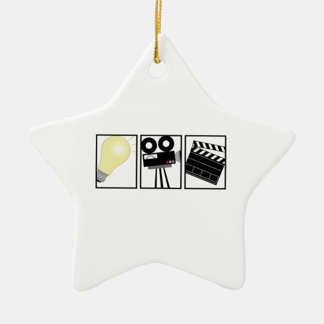 Lights Camera Action Ceramic Ornament (Front)