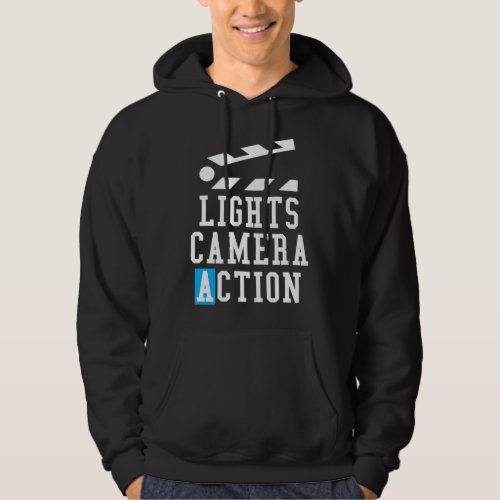 Lights Camera Action Clapper Board Film Crew Direc Hoodie