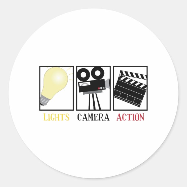 Lights Camera Action Classic Round Sticker (Front)