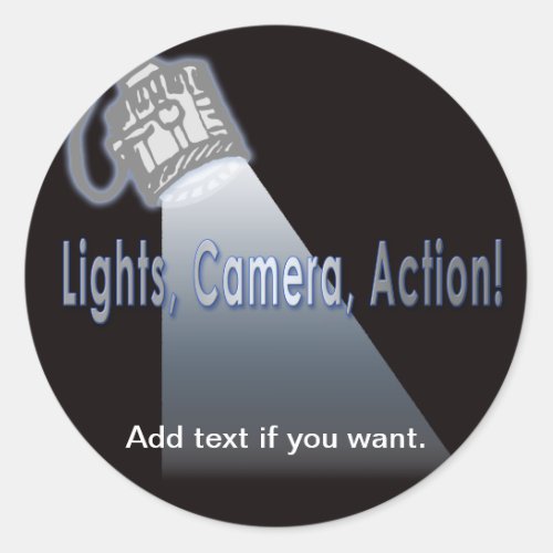 Lights Camera Action Classic Round Sticker