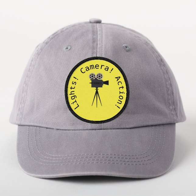 Lights Camera Action Customizable Iron On Patch (On Headwear)