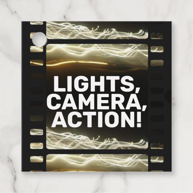 LIGHTS, CAMERA, ACTION! FAVOR TAGS (Front)