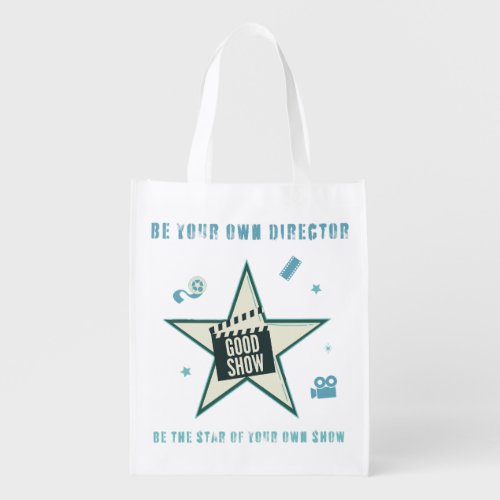  Lights Camera Action Good Show Star Design Grocery Bag