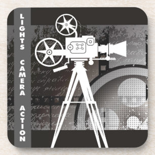 Lights, Camera, Action Movie Theme Plastic Coaster