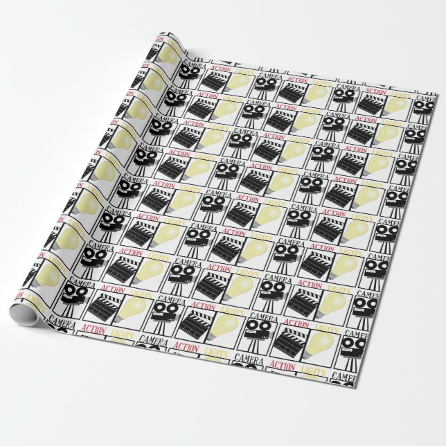Lights Camera Action Wrapping Paper (Unrolled)