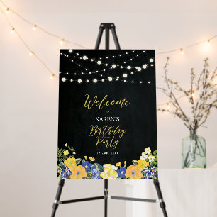 Lights & Flower Chalkboard Birthday Party Welcome Foam Board