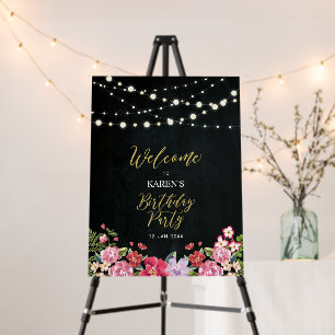 Lights & Flower Chalkboard Birthday Party Welcome Foam Board