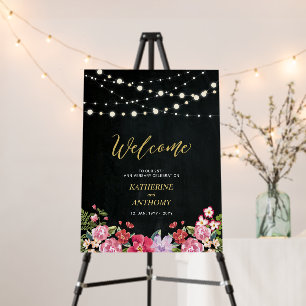 Lights & Flower Wedding Anniversary Party Welcome  Foam Board