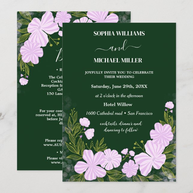 Lights Flowers Wedding  Invitation (Front/Back)