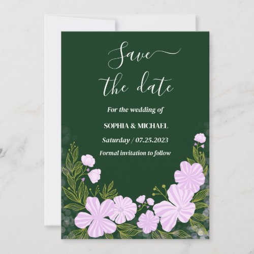 Lights Flowers Wedding save date Invitation