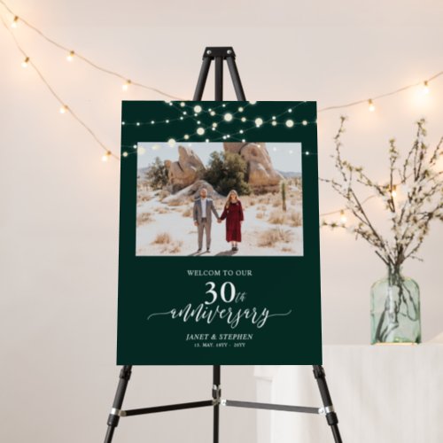 Lights  Green 40th Wedding Anniversary Welcome Foam Board