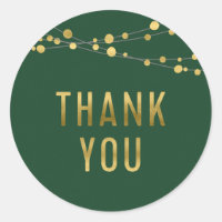 Lights Green Faux Gold Thank You Classic Round Sticker