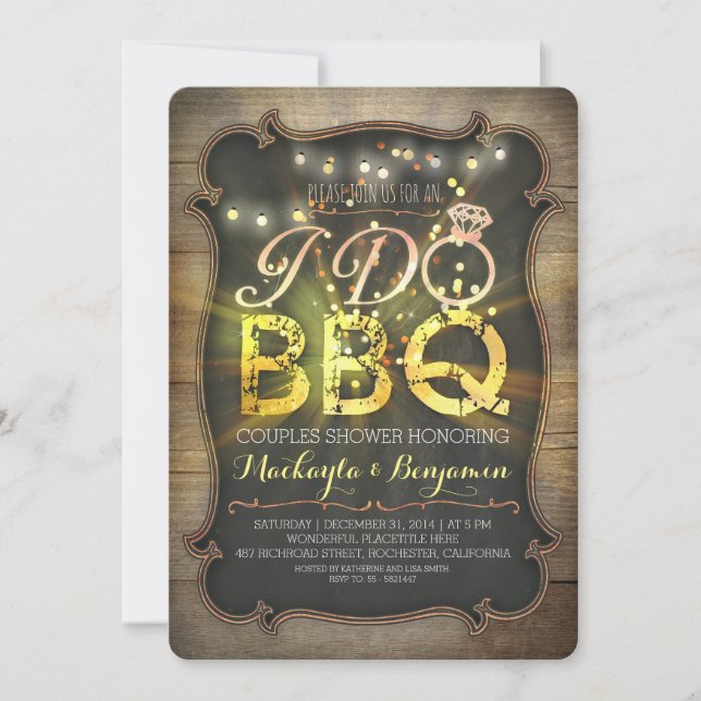 lights I do BBQ couples shower invitation (Front)