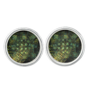 Lights in the City Abstract Art Silver Plated Cufflinks