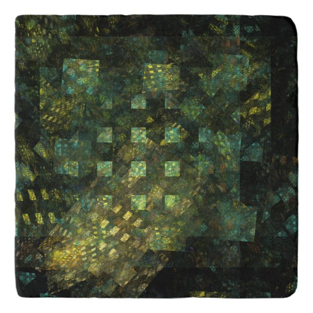 Lights in the City Abstract Art Stone Trivet (Front)