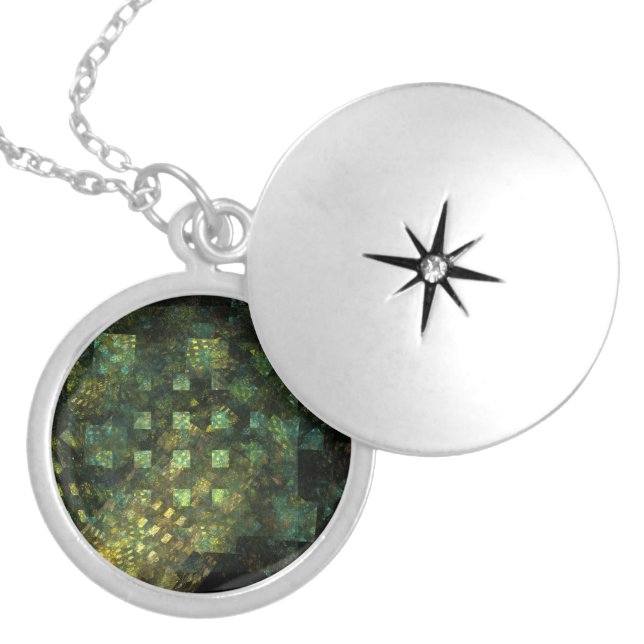 Lights in the City Abstract Silver Locket (Front)