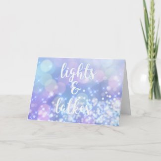 Lights & Latkes - Blue Sparkles Happy Hanukkah