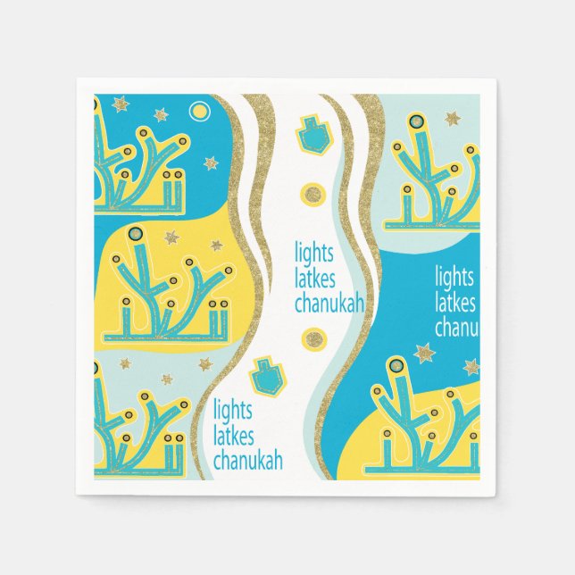 Lights Latkes Chanukah Napkins (Front)
