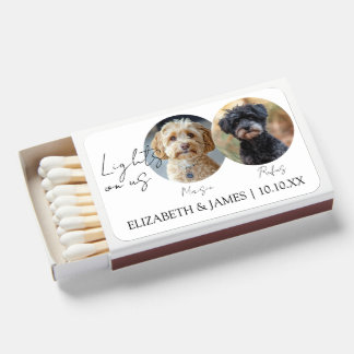 Lights On Us Pet Dog 2 Photo Wedding Favor Matchboxes