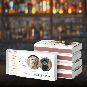 Lights On Us Pet Dog 2 Photo Wedding Favor Matchboxes