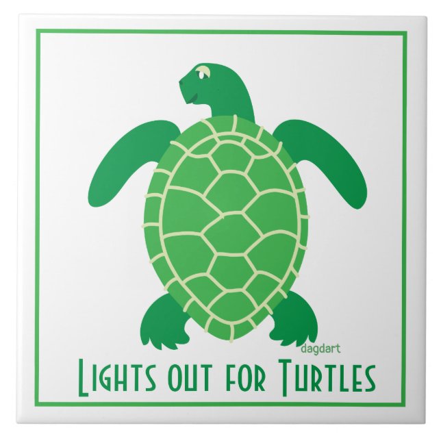 Lights Out for Turtles Ceramic Tile (Front)