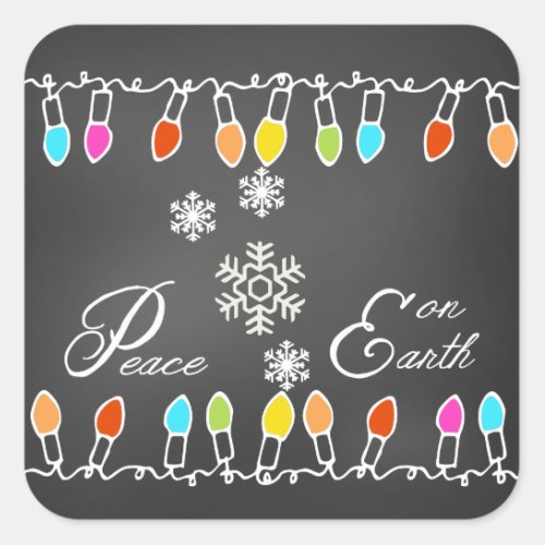 Lights Peace on Earth Christmas Holiday Stickers