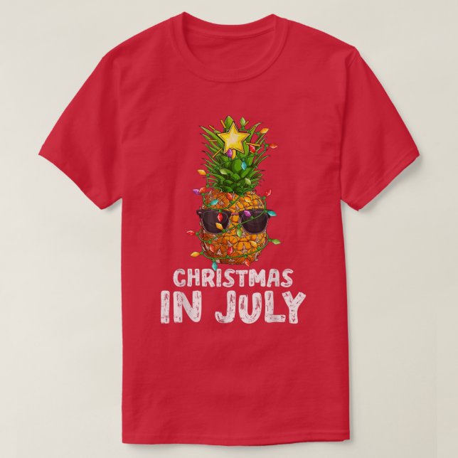Lights Pineapple Xmas Tree Funny Pineapple Christm T-Shirt (Design Front)