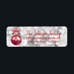 Lights Red Ornament Christmas Return Address Label<br><div class="desc">Elegant and classy return labels for Christmas (Xmas) Holiday greeting cards / envelopes.  Twinkling lights with red ornament ball background.  Modern RED letters for family name and address. Letter color and font can be changed.</div>
