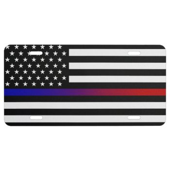 Lights & Siren Thin Line Flag License Plate by ThinBlueLineDesign at Zazzle
