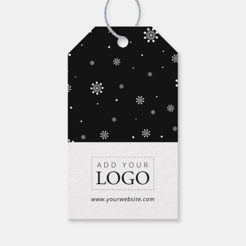 Lights  Snow Black Merry Christmas Business Logo Gift Tags