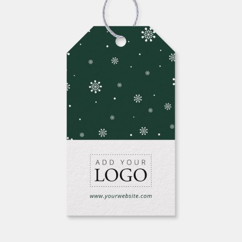 Lights  Snow Green Merry Christmas Business Logo Gift Tags