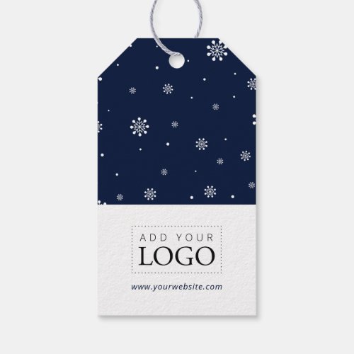 Lights  Snow Navy Merry Christmas Business Logo Gift Tags