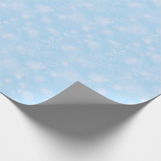 Lights & Snowflakes, Lt Blue - Christmas Wrapping Paper (Corner)
