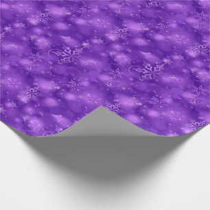 Lights & Snowflakes, Purple - Christmas Wrapping Paper