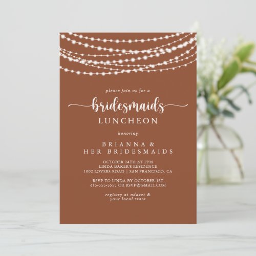 Lights Terracotta Bridesmaids Luncheon Shower   Invitation