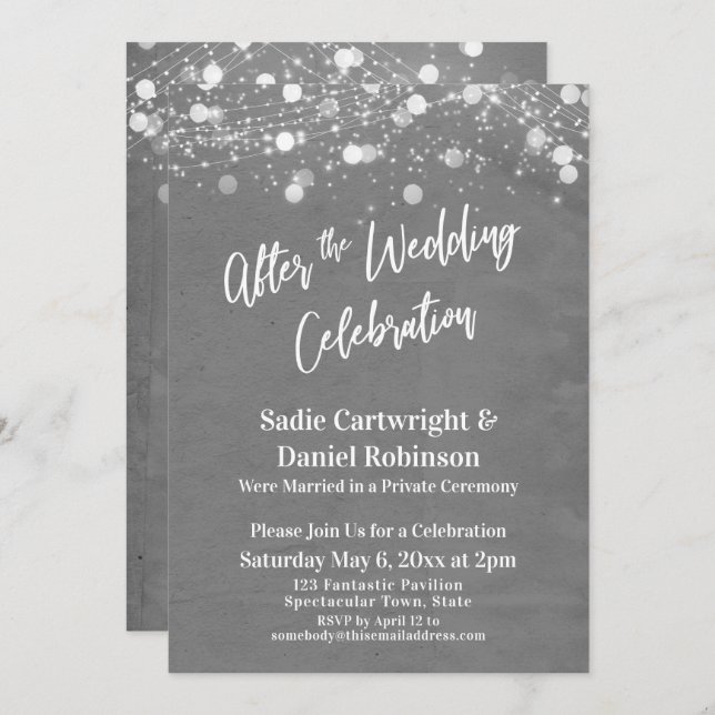 Lights Texture After the Wedding Celebration Gray Invitation (Front/Back)