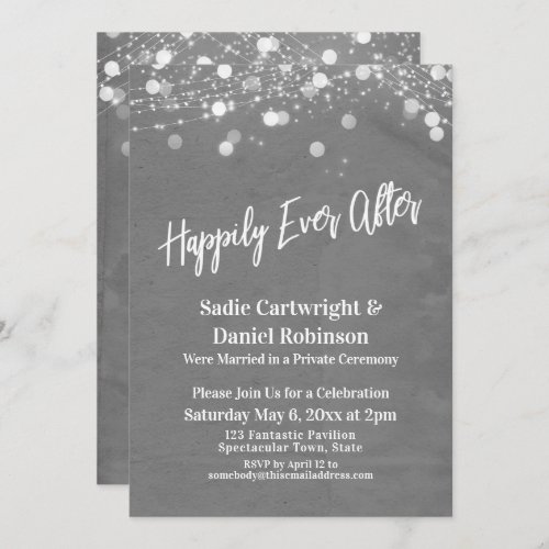 Lights Texture Happily Ever After Reception Gray Invitation