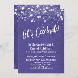 Lights Texture Let's Celebrate Purple Reception Invitation