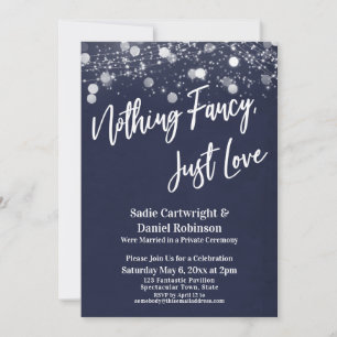 Lights Textured Nothing Fancy Just Love Navy Invitation