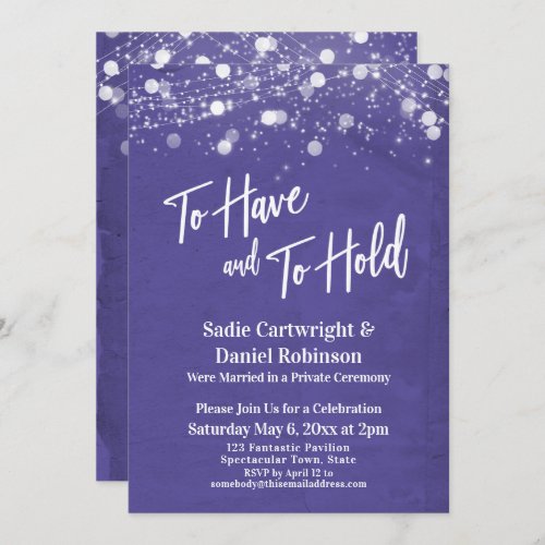 Lights Textured To Have and To Hold Purple Invitation