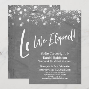 Lights Textured We Eloped Gray Reception-Only Invitation