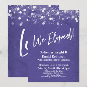 Lights Textured We Eloped Purple Reception-Only Invitation