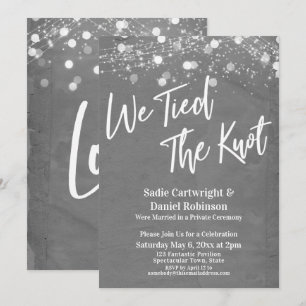 Lights Textured We Tied the Knot Gray Reception  Invitation